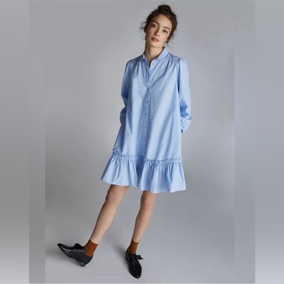 Anthropologie Dresses & Skirts - Anthropologie Sally Tunic shirt button down blue stripe Dress